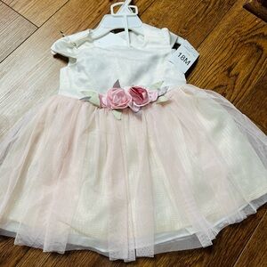 Bonnie Baby Cream and Pink Floral Dress